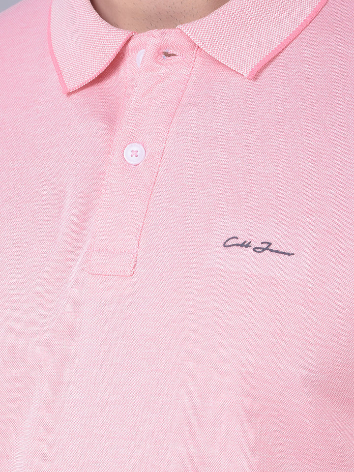 COBB SOLID ROSE PINK POLO NECK T-SHIRT