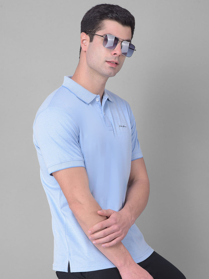 COBB SOLID SKY BLUE POLO NECK T-SHIRT