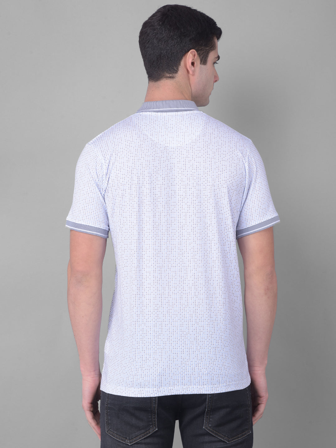 cobb white printed polo neck t-shirt