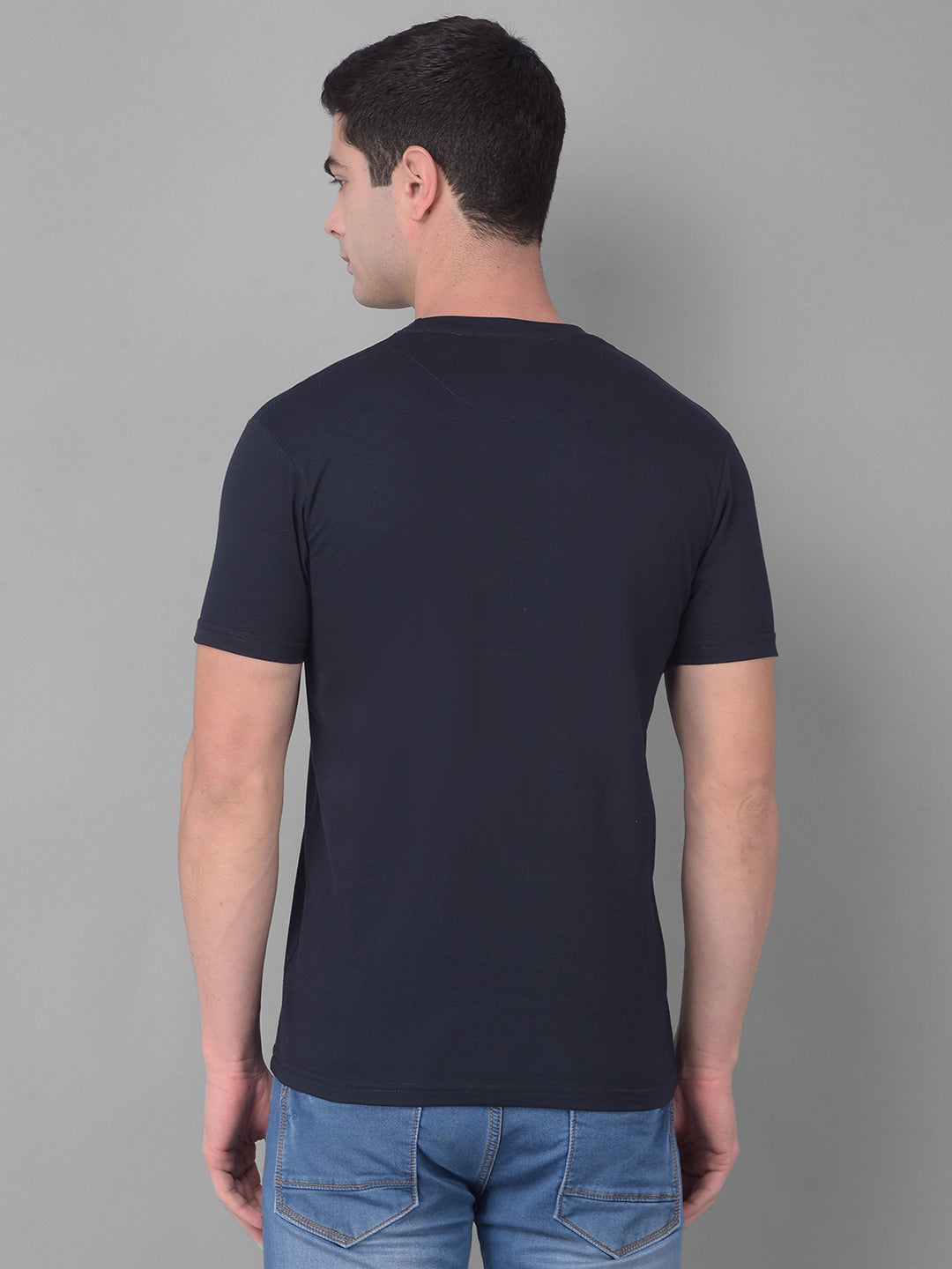 cobb navy blue printed round neck t-shirt