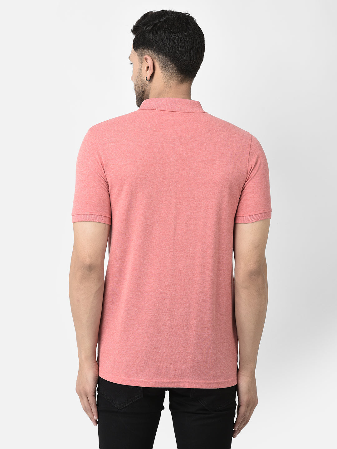 Cobb Light Pink Solid Slim Fit T-Shirt