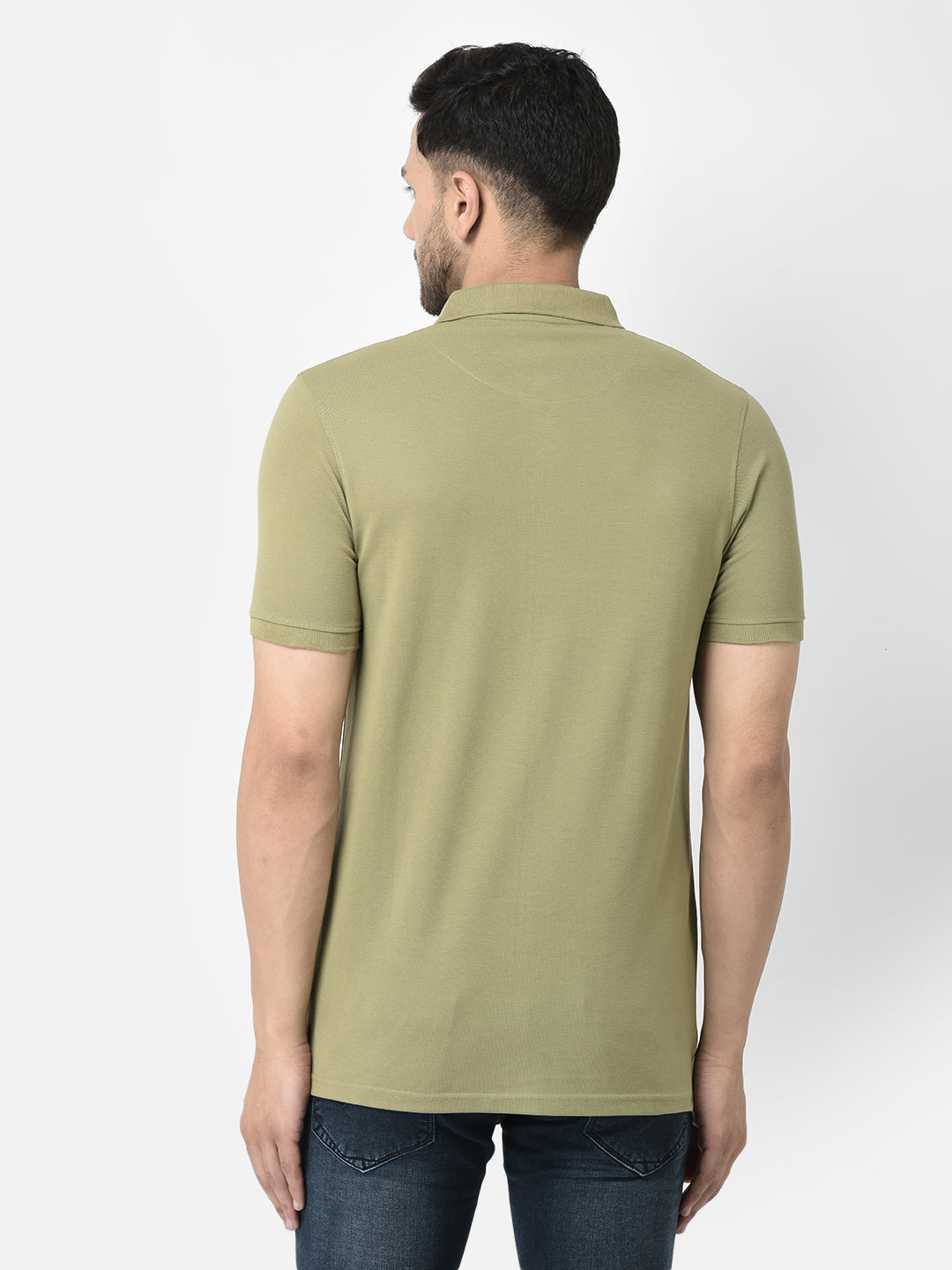 Cobb Light Olive Solid Slim Fit T-Shirt