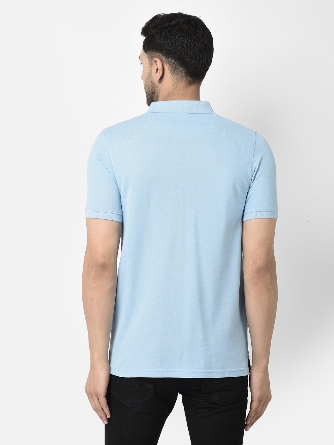 Cobb Sky Blue Solid Slim Fit T-Shirt