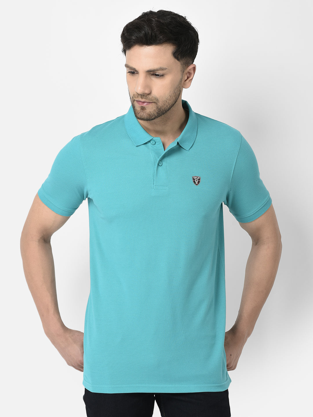 Cobb Turquoise Solid Slim Fit T-Shirt Turquoise
