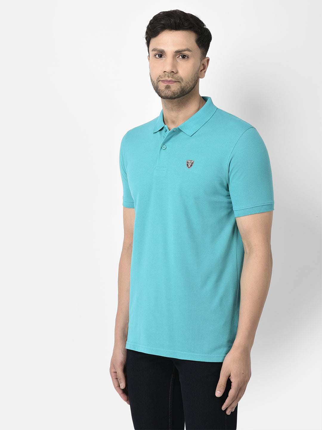 Cobb Turquoise Solid Slim Fit T-Shirt