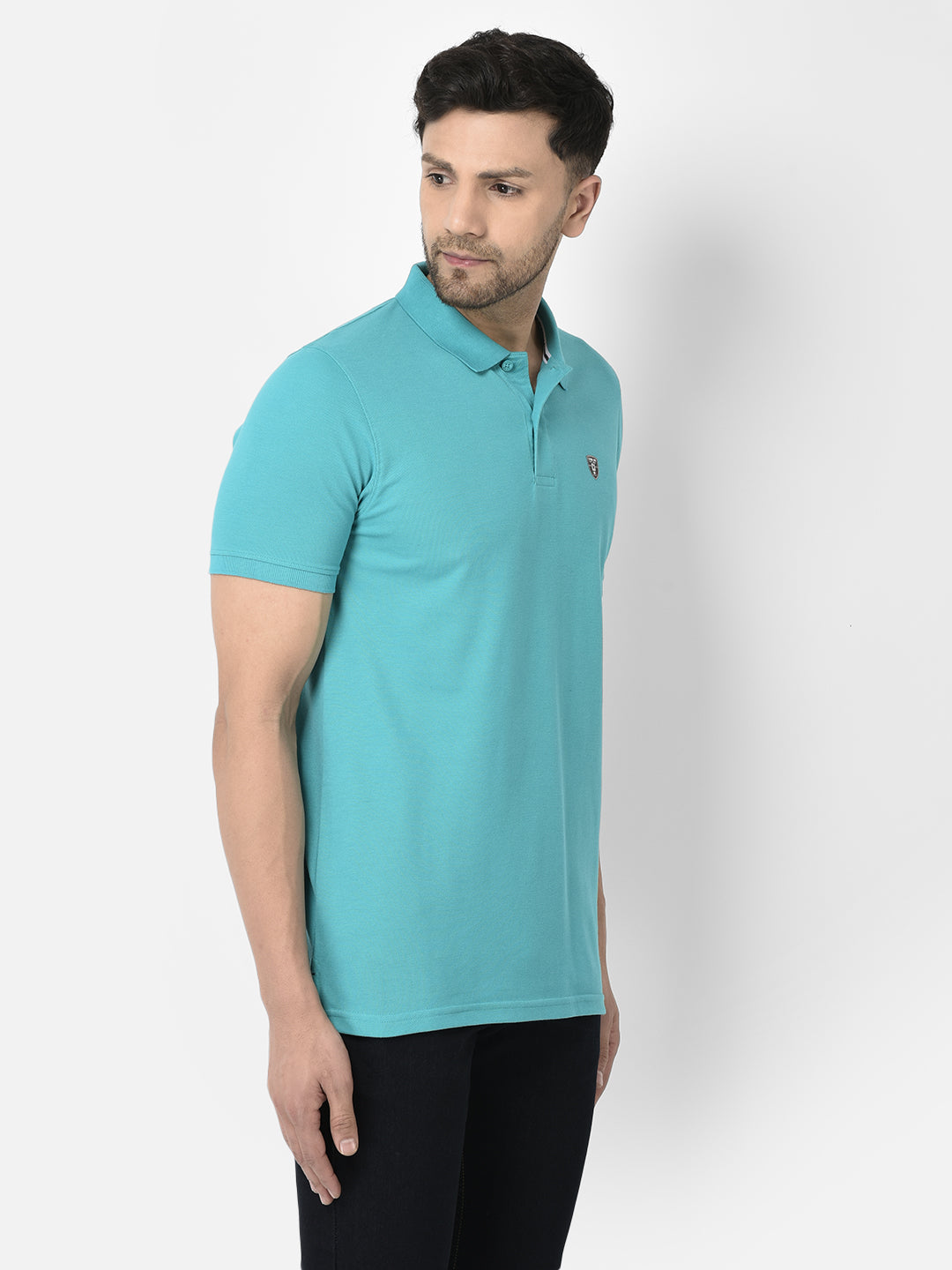 Cobb Turquoise Solid Slim Fit T-Shirt