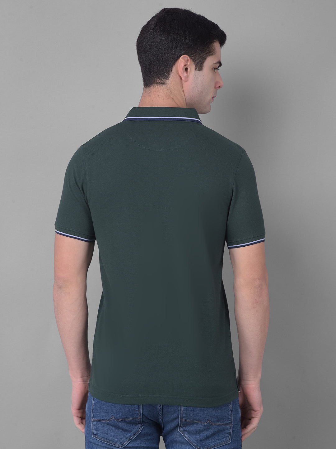 cobb solid bottle green polo neck t-shirt