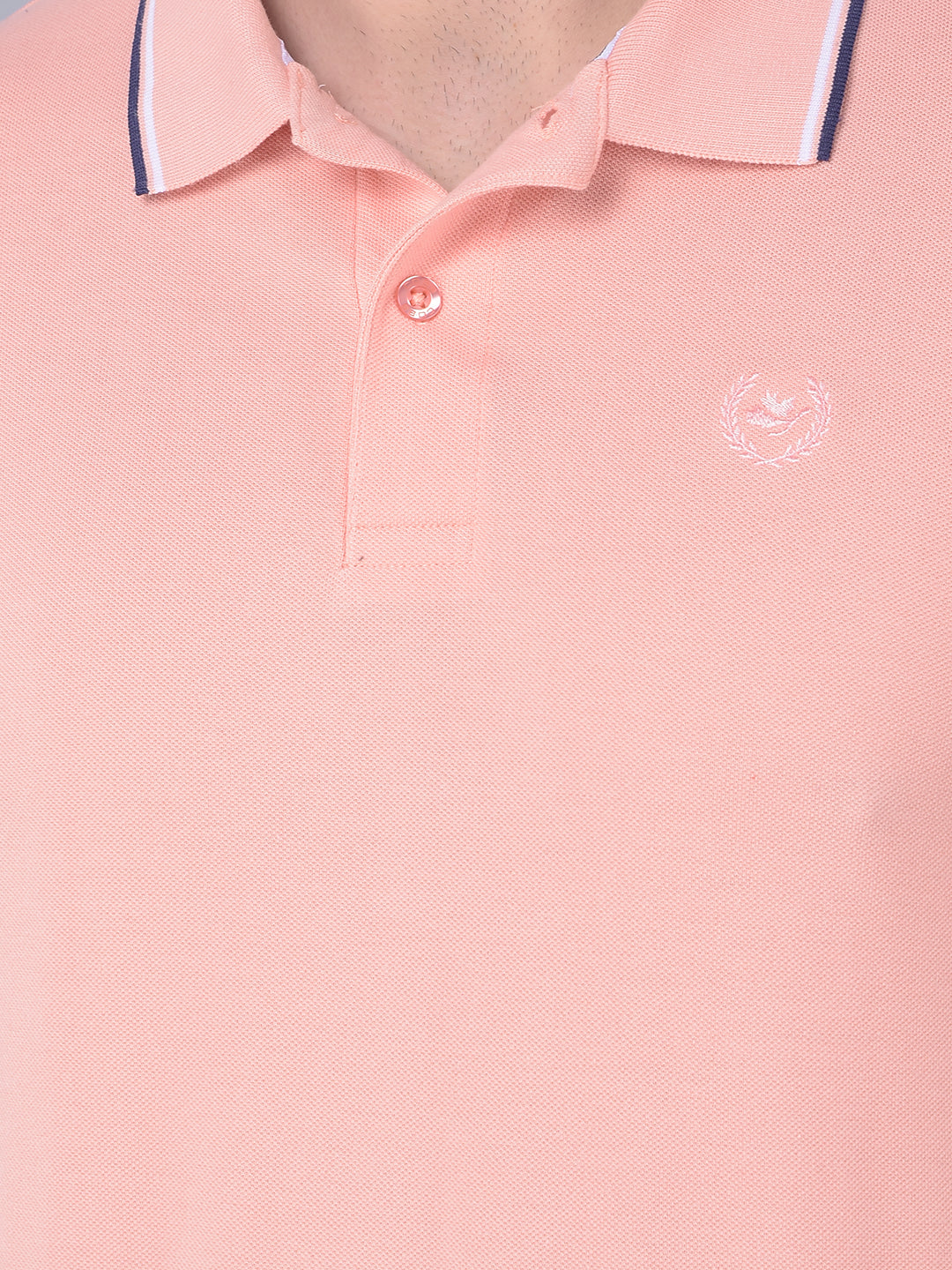 Refresh Your Wardrobe with Cobb Solid Light Peach Polo Neck T-Shirt ...