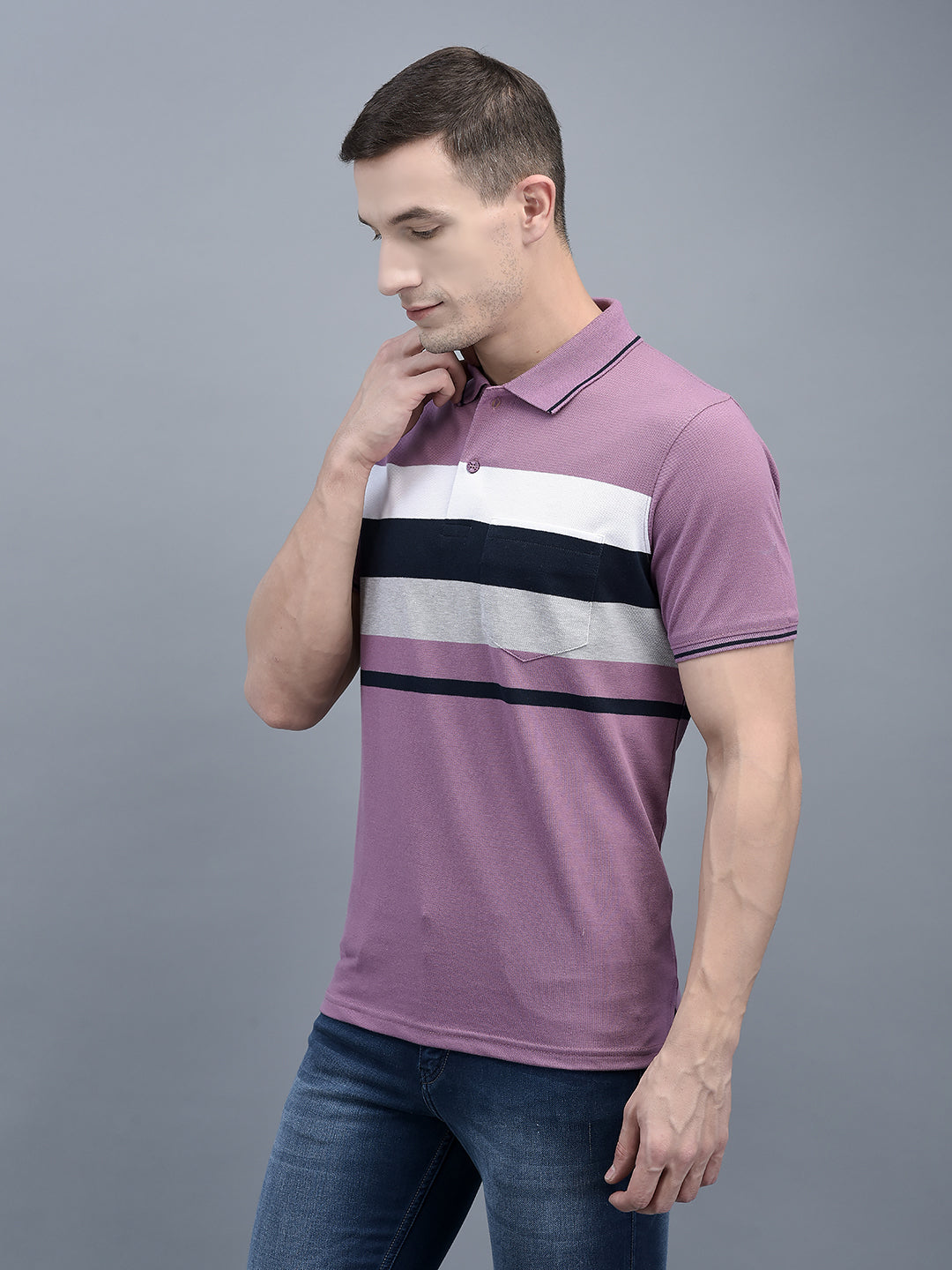 Polo striped 2024 men's t shirt