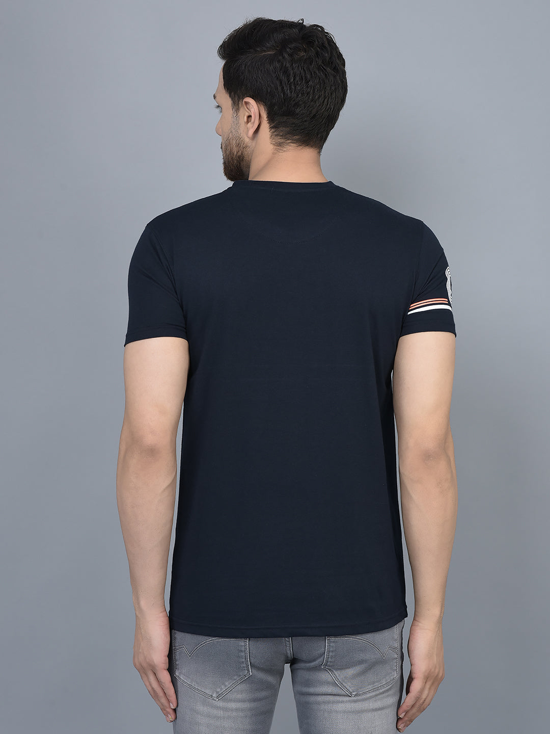 Cobb Navy Blue Printed Round Neck T-Shirt