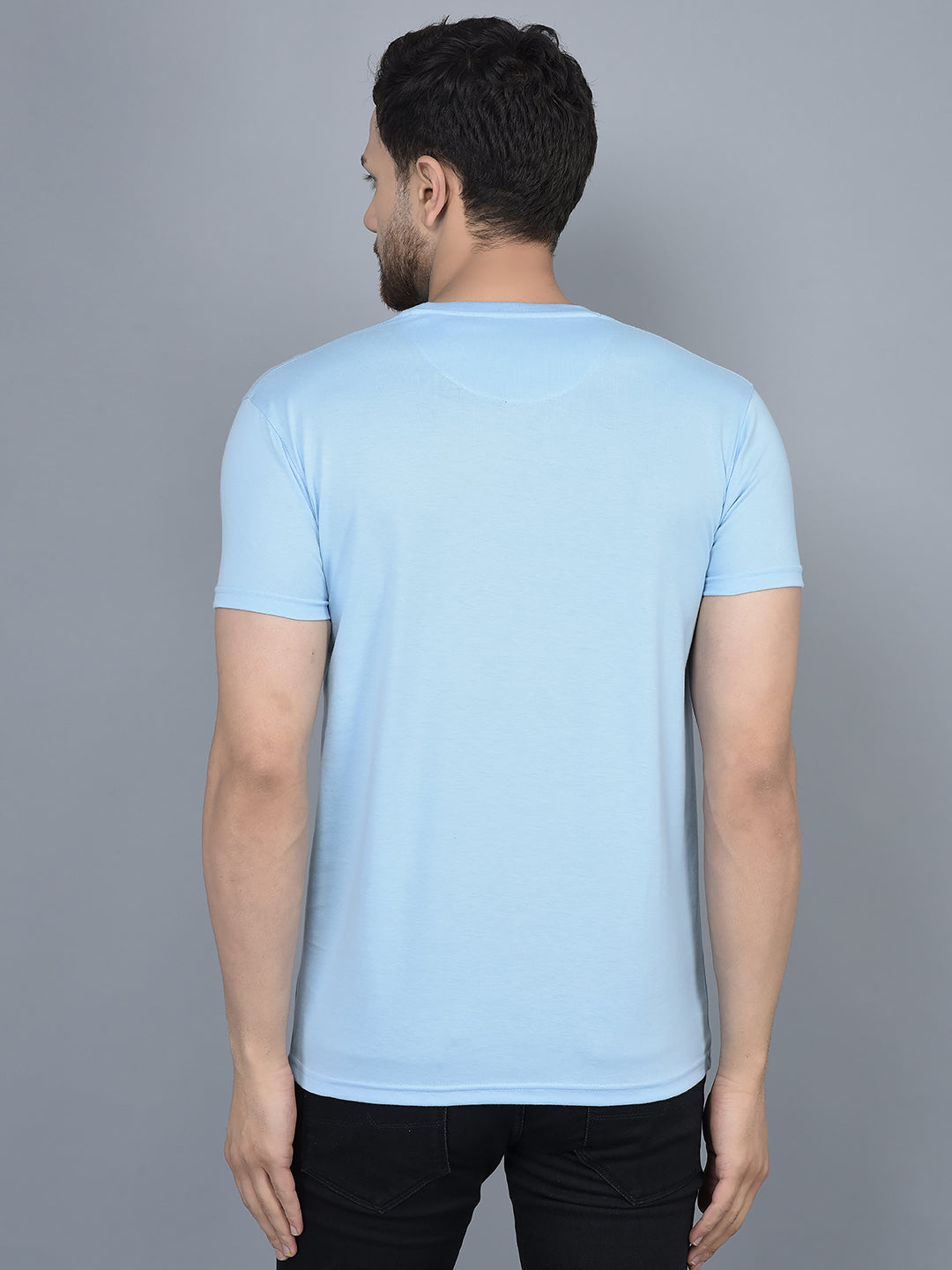 Cobb Sky Blue Printed Round Neck T-Shirt