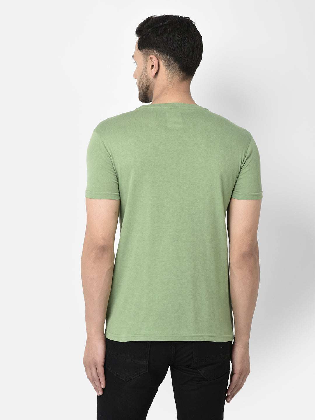 Cobb Light Green Printed Round Neck T-Shirt