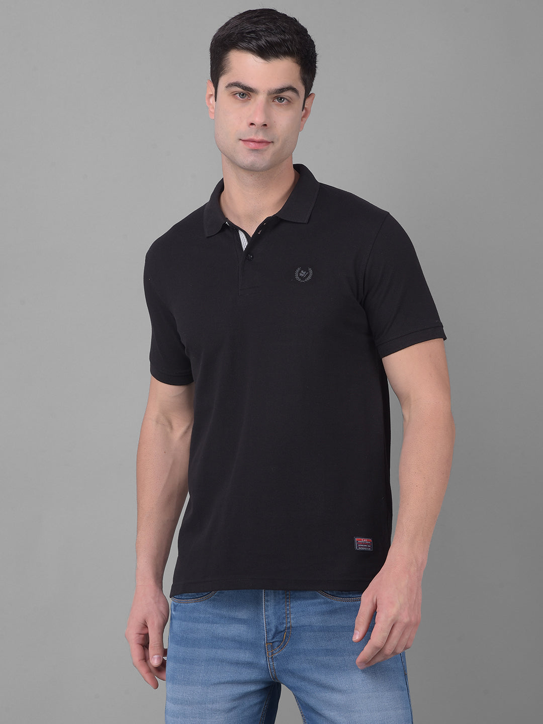 cobb solid black polo neck t-shirt