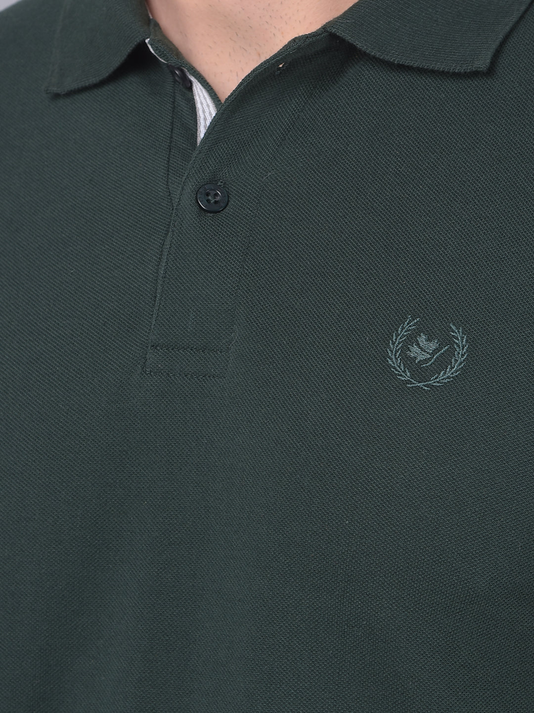 COBB SOLID BOTTLE GREEN POLO NECK T-SHIRT