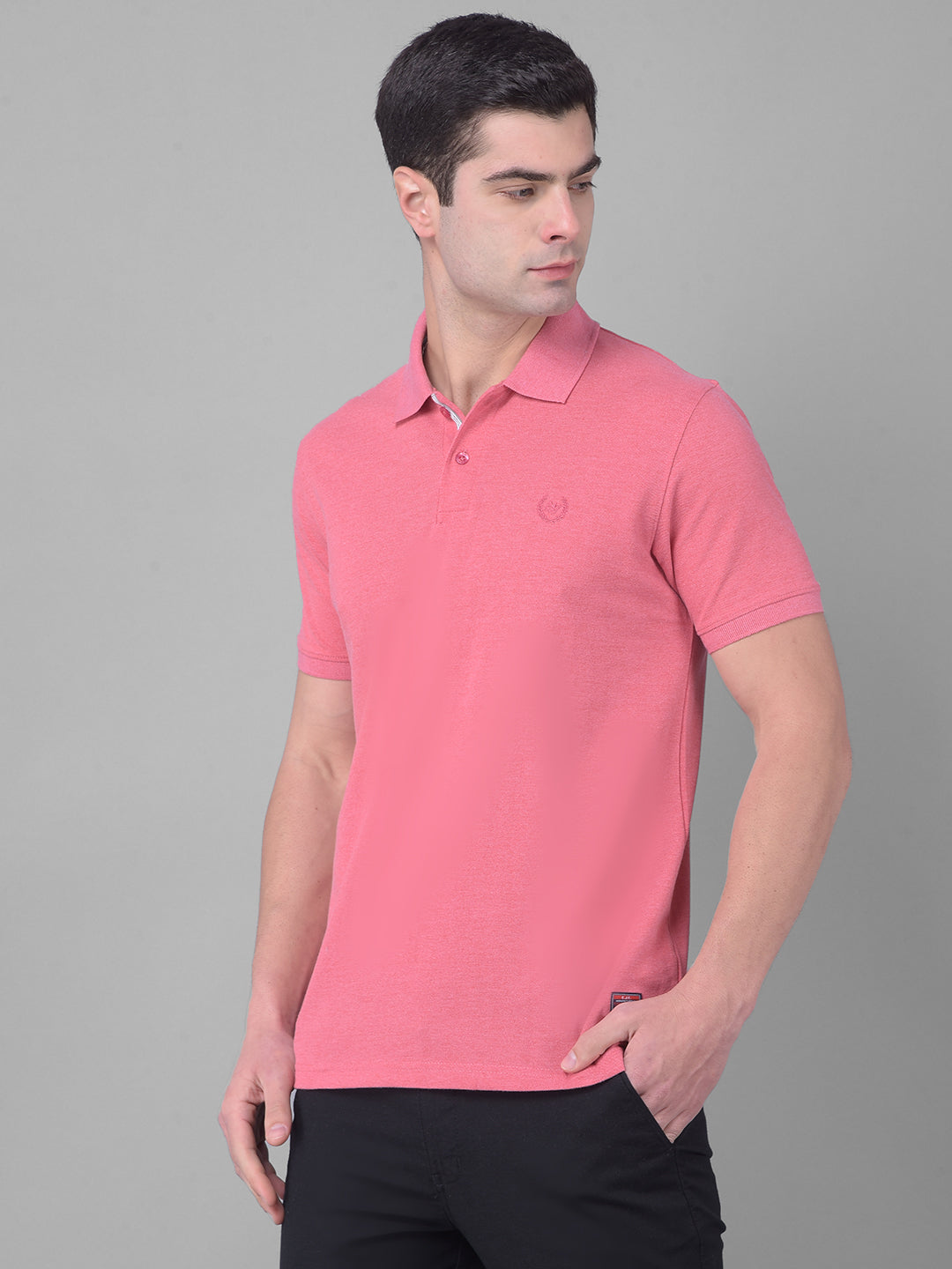 cobb solid sunkist coral polo neck t-shirt
