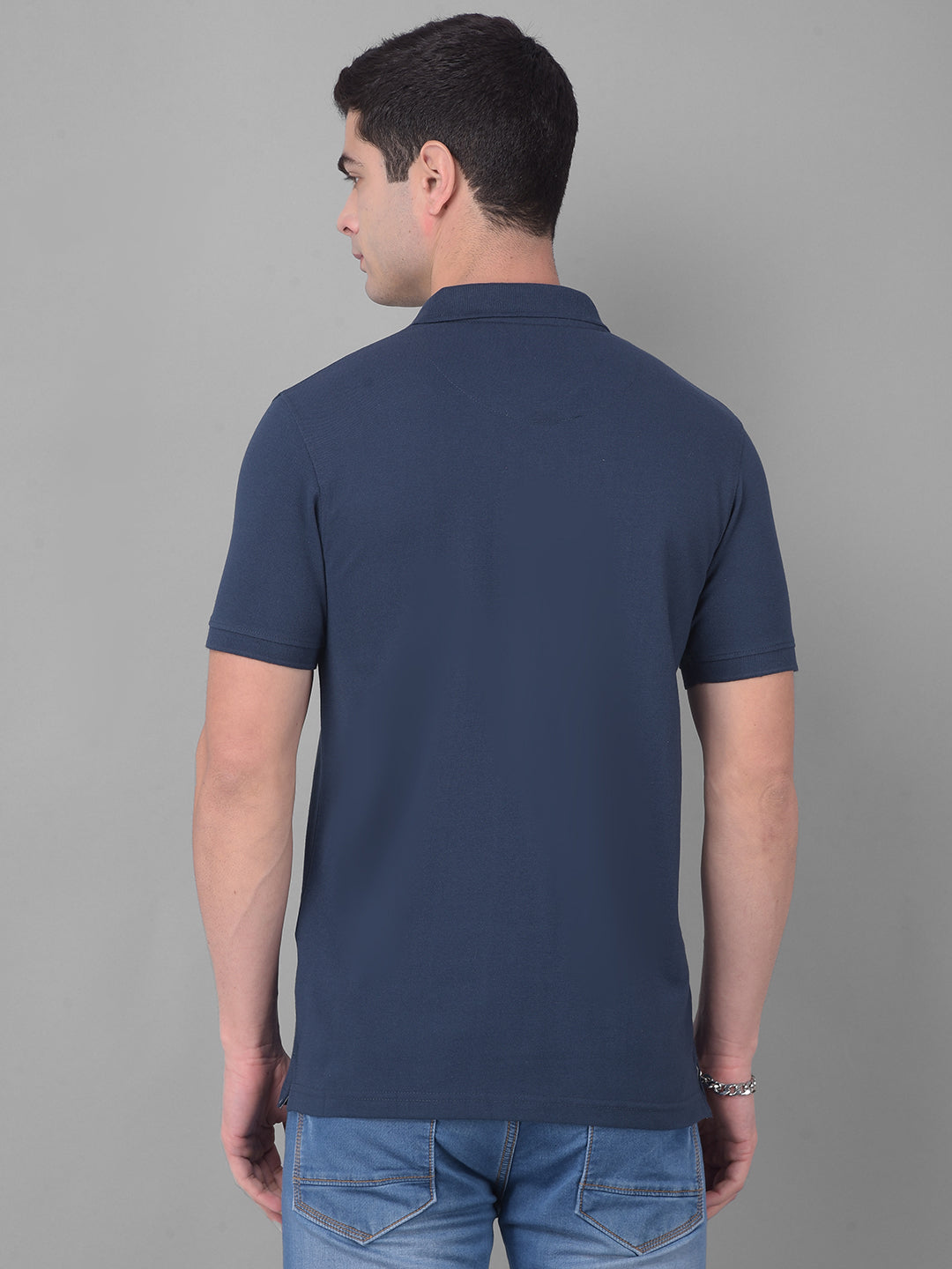 cobb solid prussian blue polo neck t-shirt 