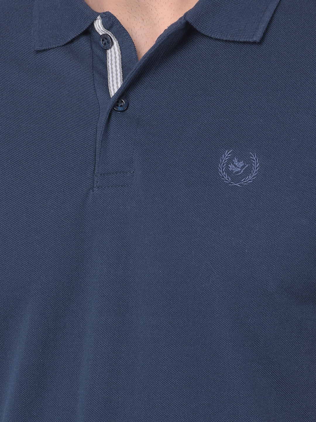 COBB SOLID PRUSSIAN BLUE POLO NECK T-SHIRT