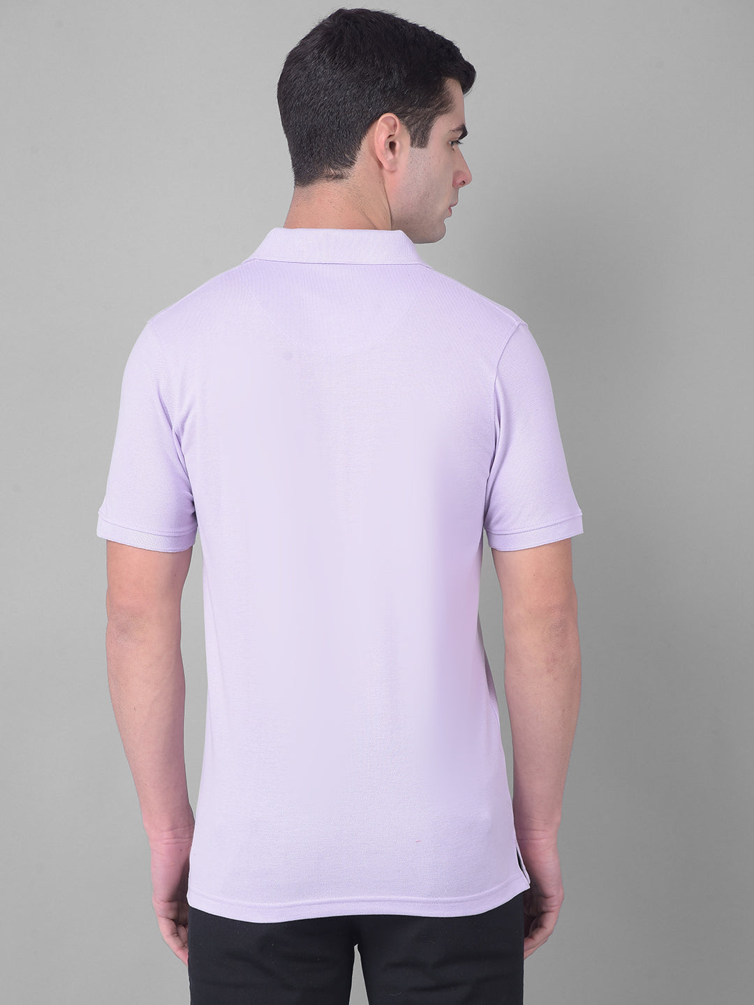 cobb solid light purple polo neck t-shirt