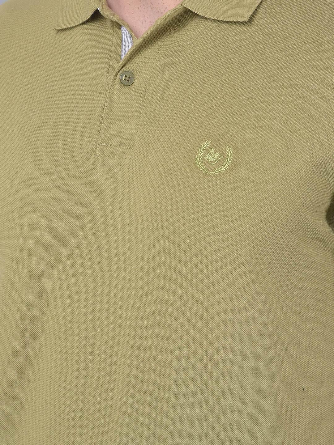 COBB SOLID LIGHT OLIVE POLO NECK T-SHIRT