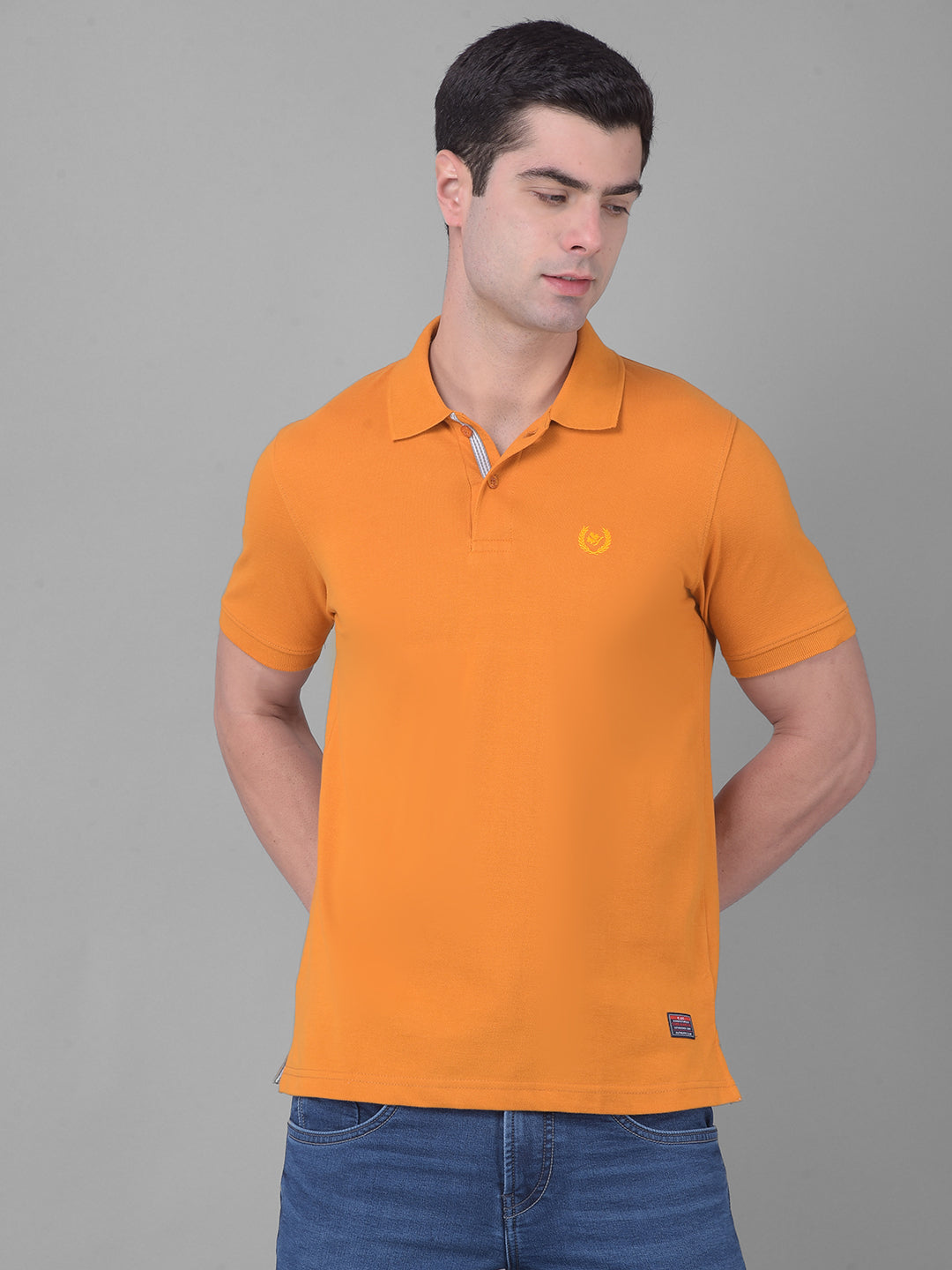 cobb solid fire yellow polo neck t-shirt