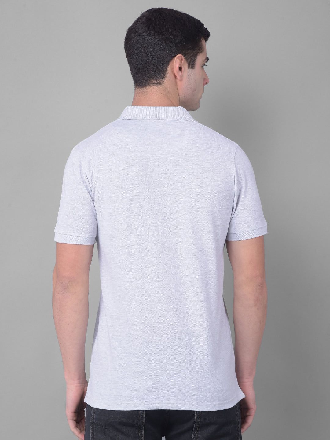 cobb solid pearl river grey polo neck t-shirt