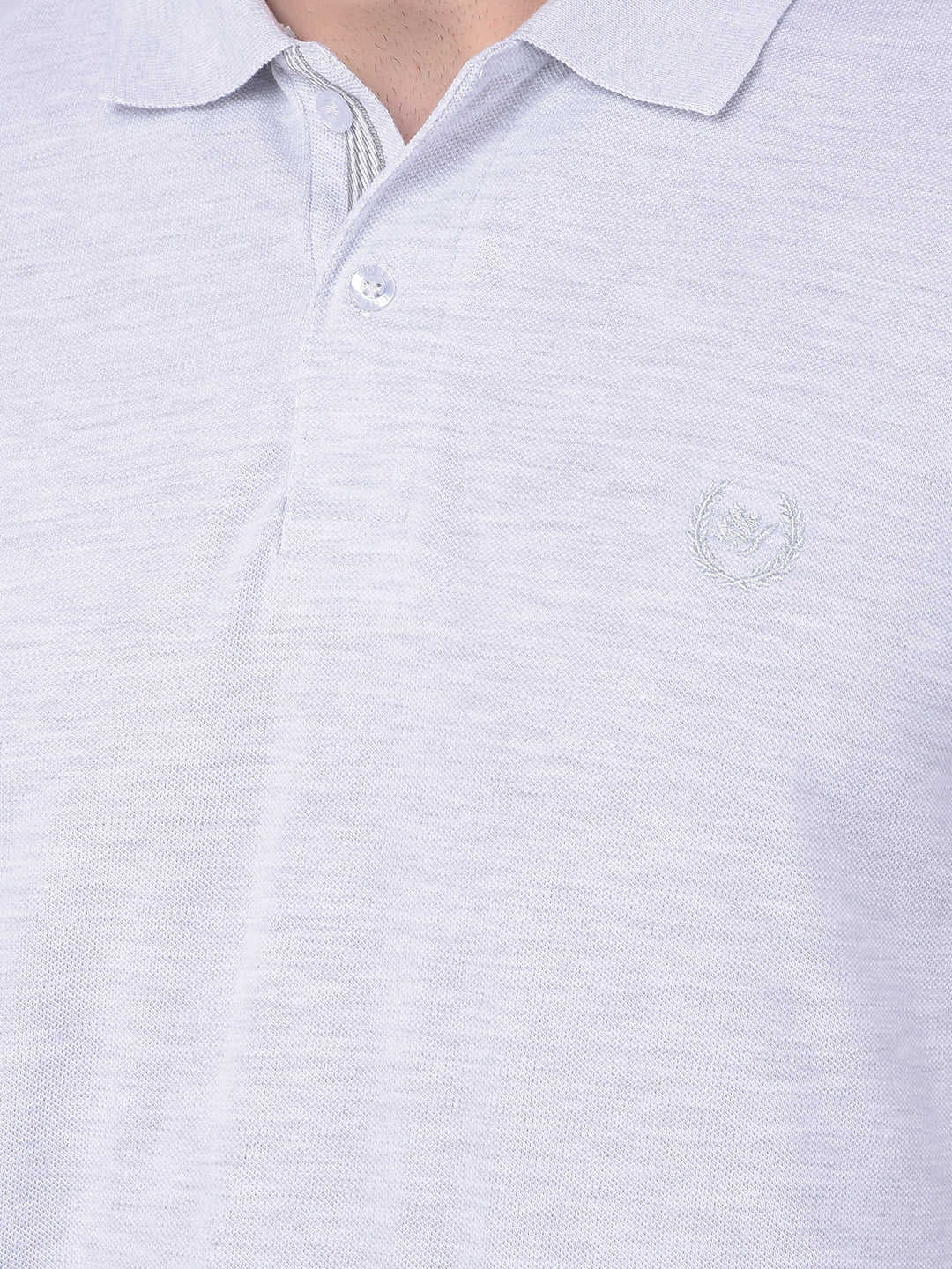 COBB SOLID PEARL RIVER GREY POLO NECK T-SHIRT