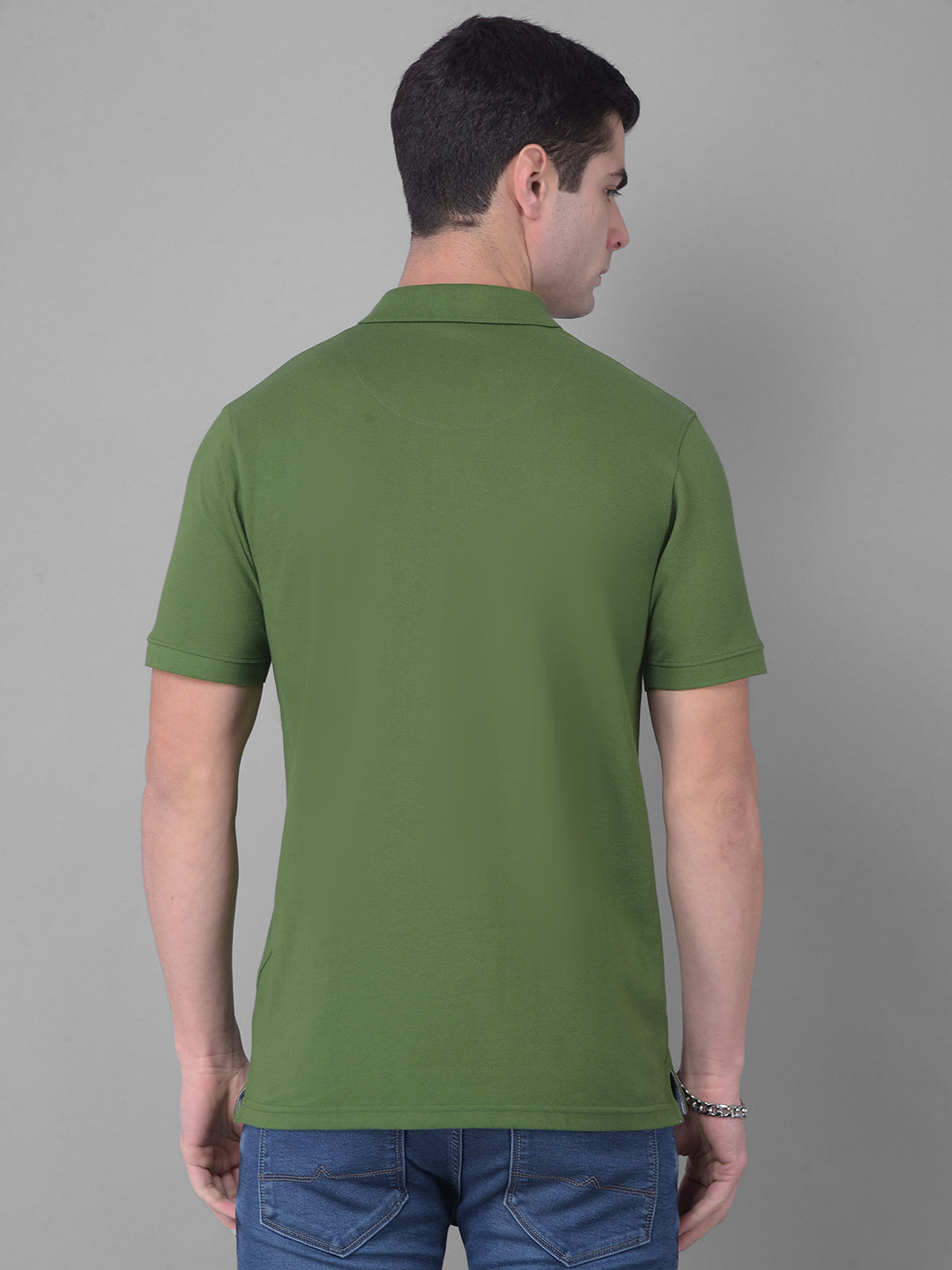 cobb solid hunter green polo neck t-shirt