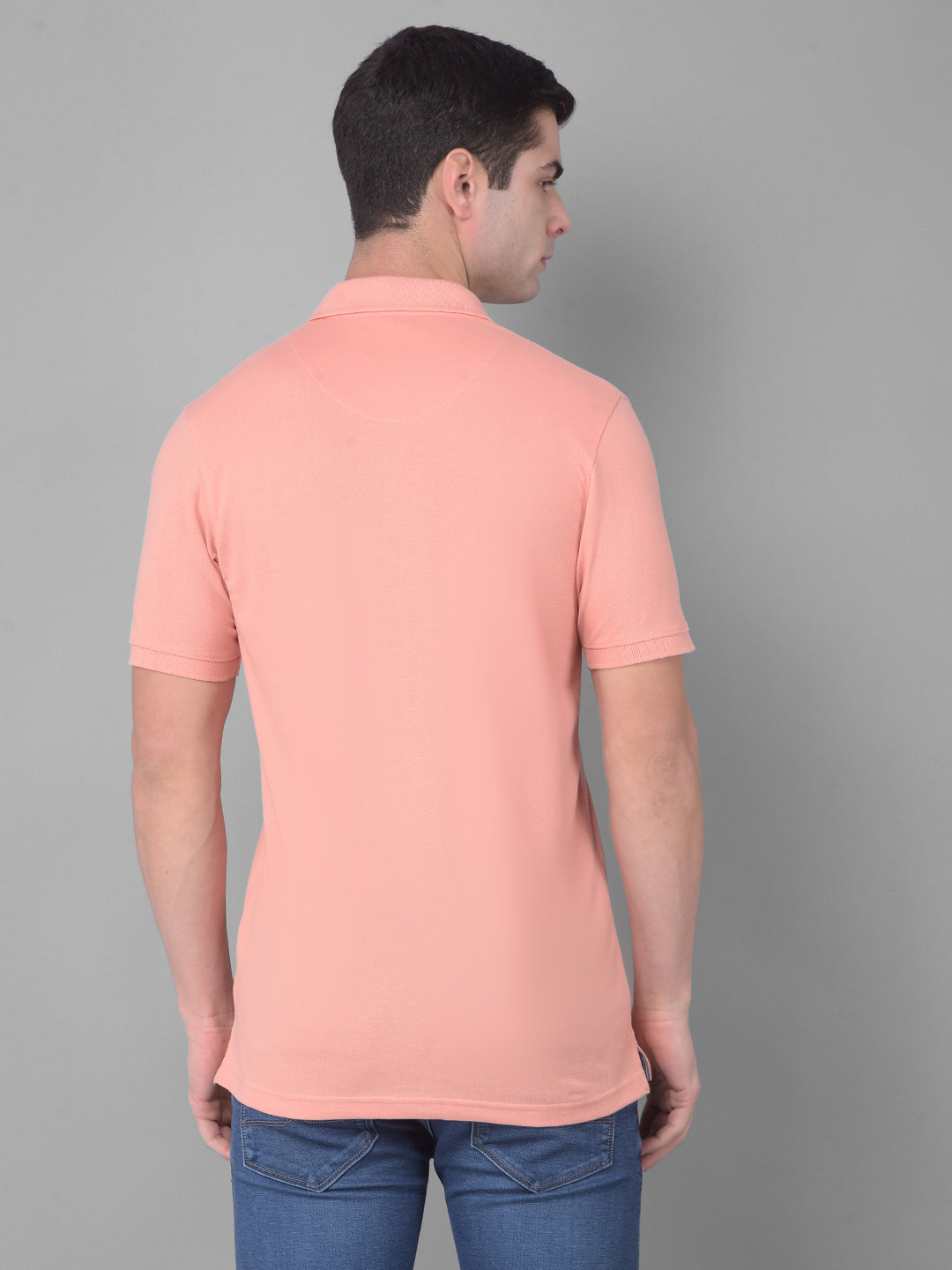 cobb solid peach polo neck t-shirt