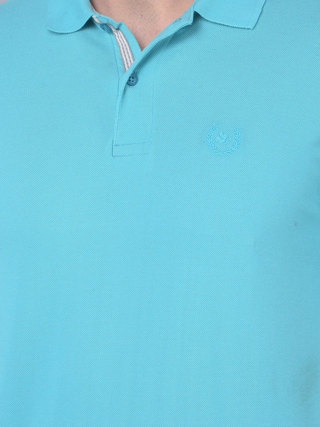 COBB SOLID BRIGHT TURQUOISE POLO NECK T-SHIRT