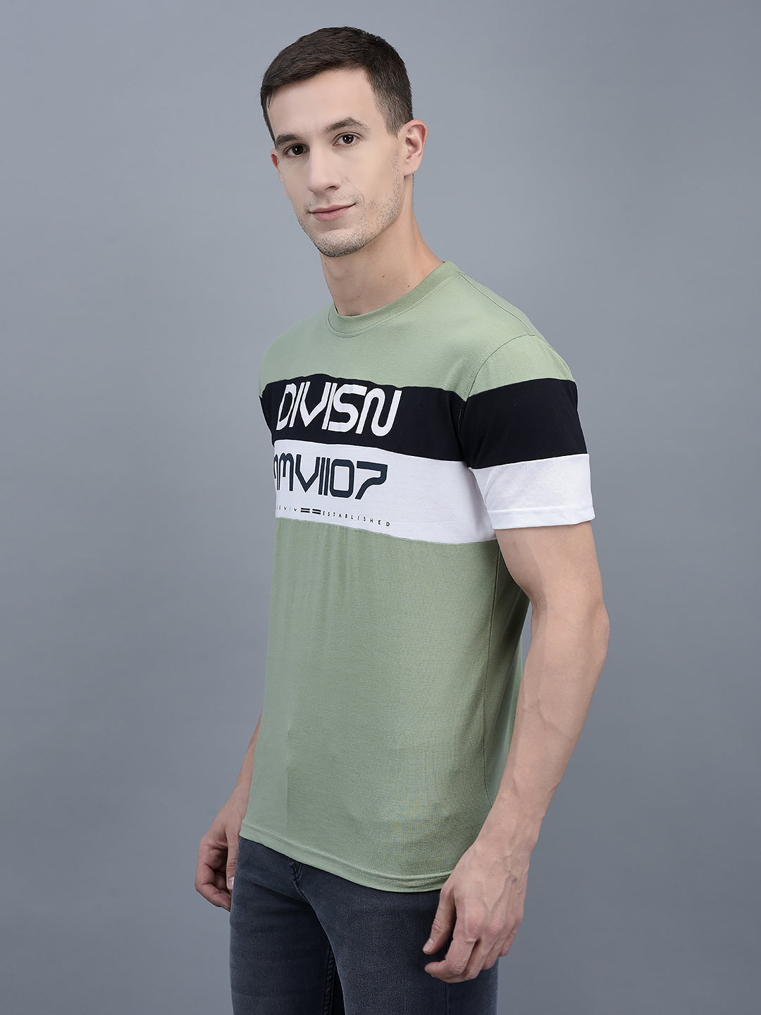 Cobb Green Striped Round Neck T-Shirt