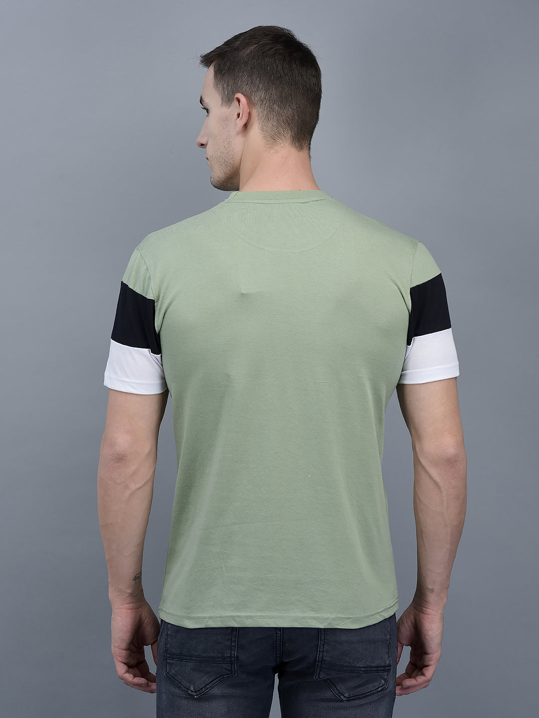Cobb Green Striped Round Neck T-Shirt