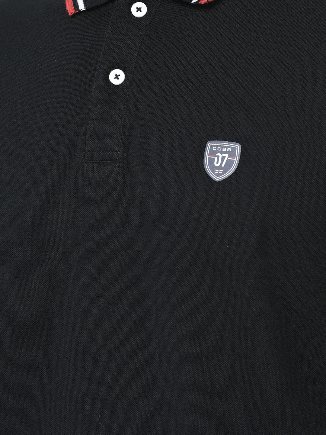 Cobb Navy Solid Polo Neck T-Shirt