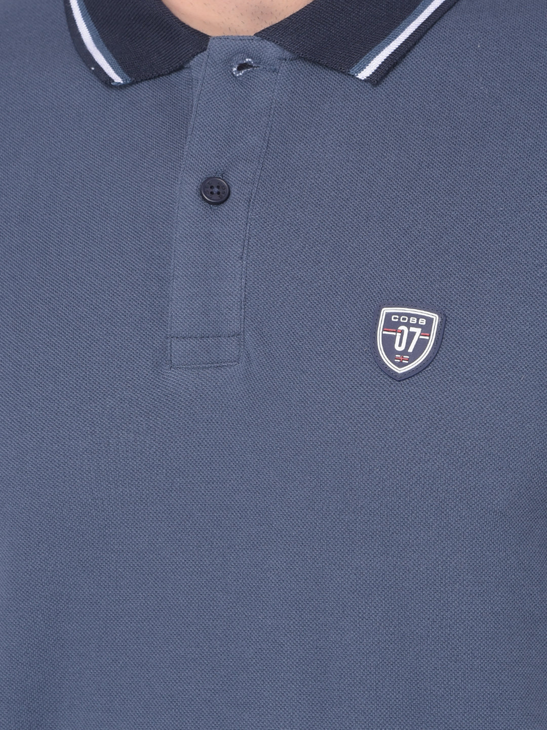 COBB SOLID AIR FORCE BLUE POLO NECK T-SHIRT