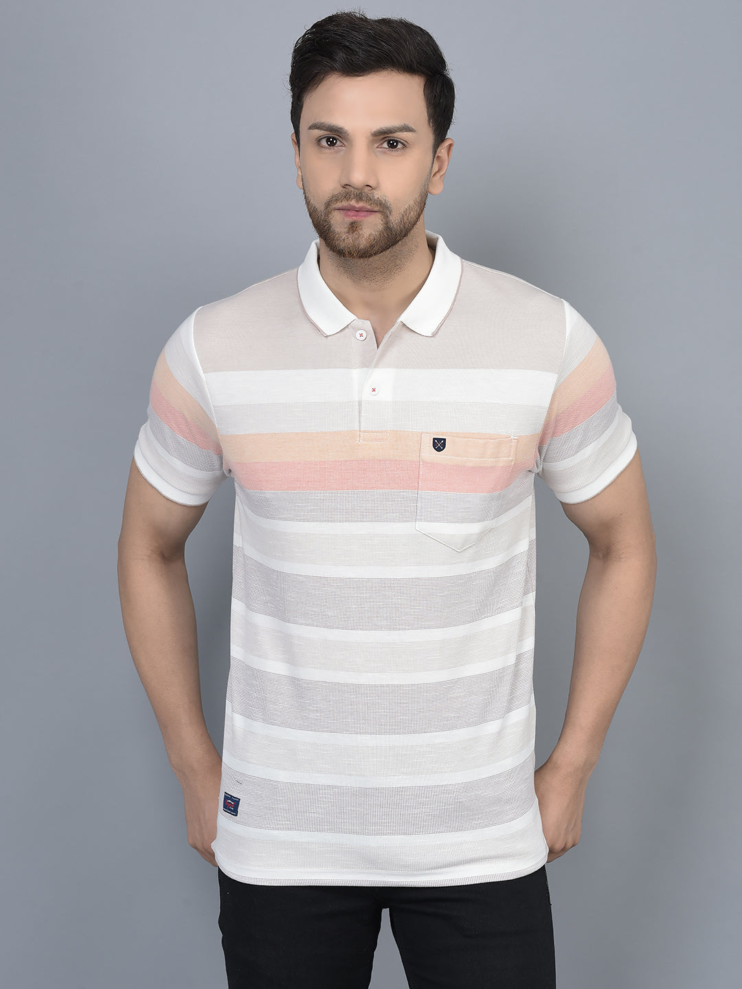 Cobb Multicolor Striped Polo Neck T-Shirt MULTICOLOR