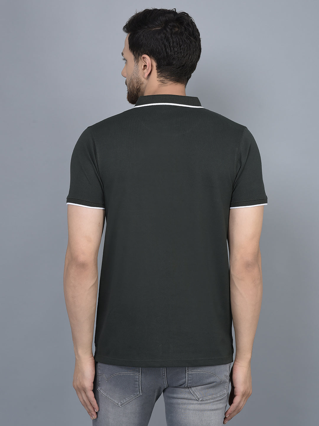 Cobb Bottle Green Solid Polo Neck T-Shirt