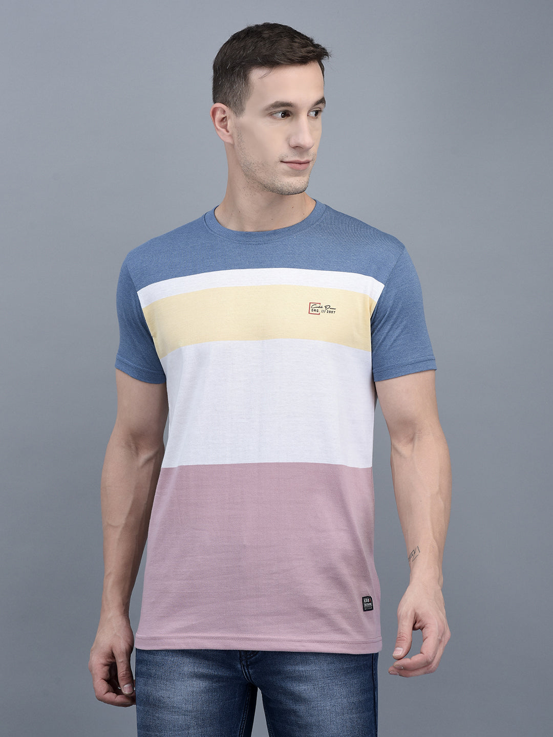 Cobb Multicolor Striped Round Neck T-Shirt MULTICOLOR