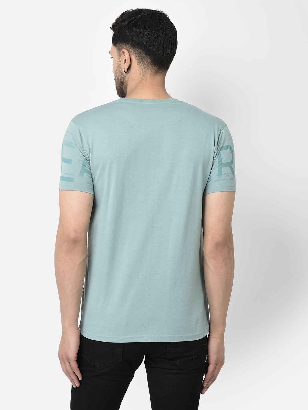 Cobb Sea Green Printed Round Neck T-Shirt