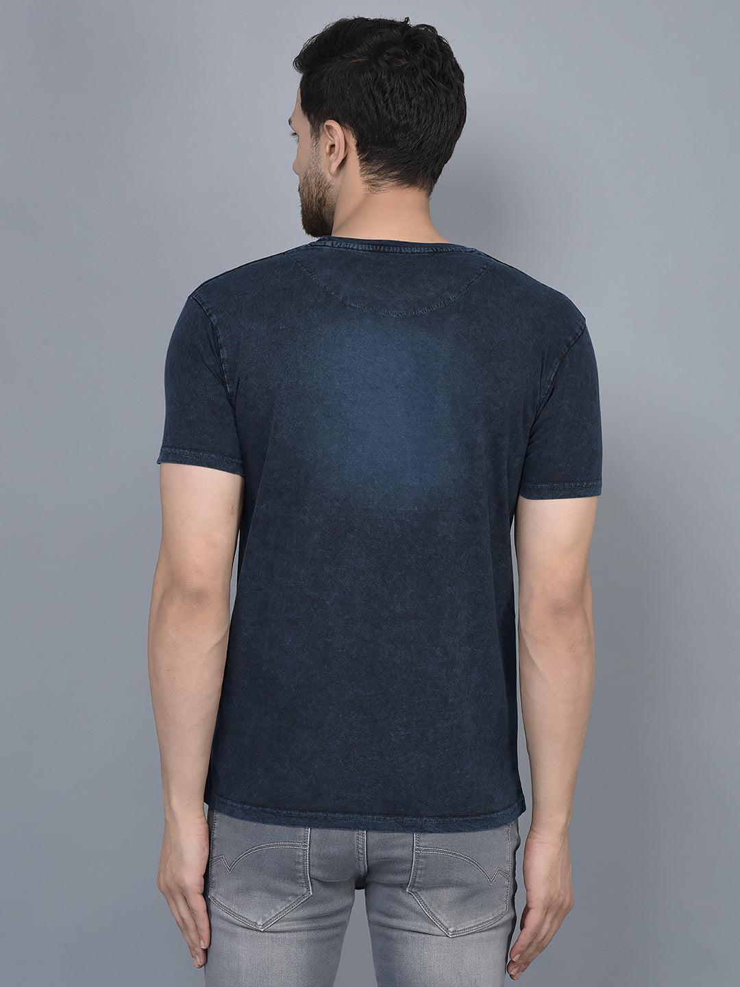 Cobb Navy Blue Printed Round Neck T-Shirt