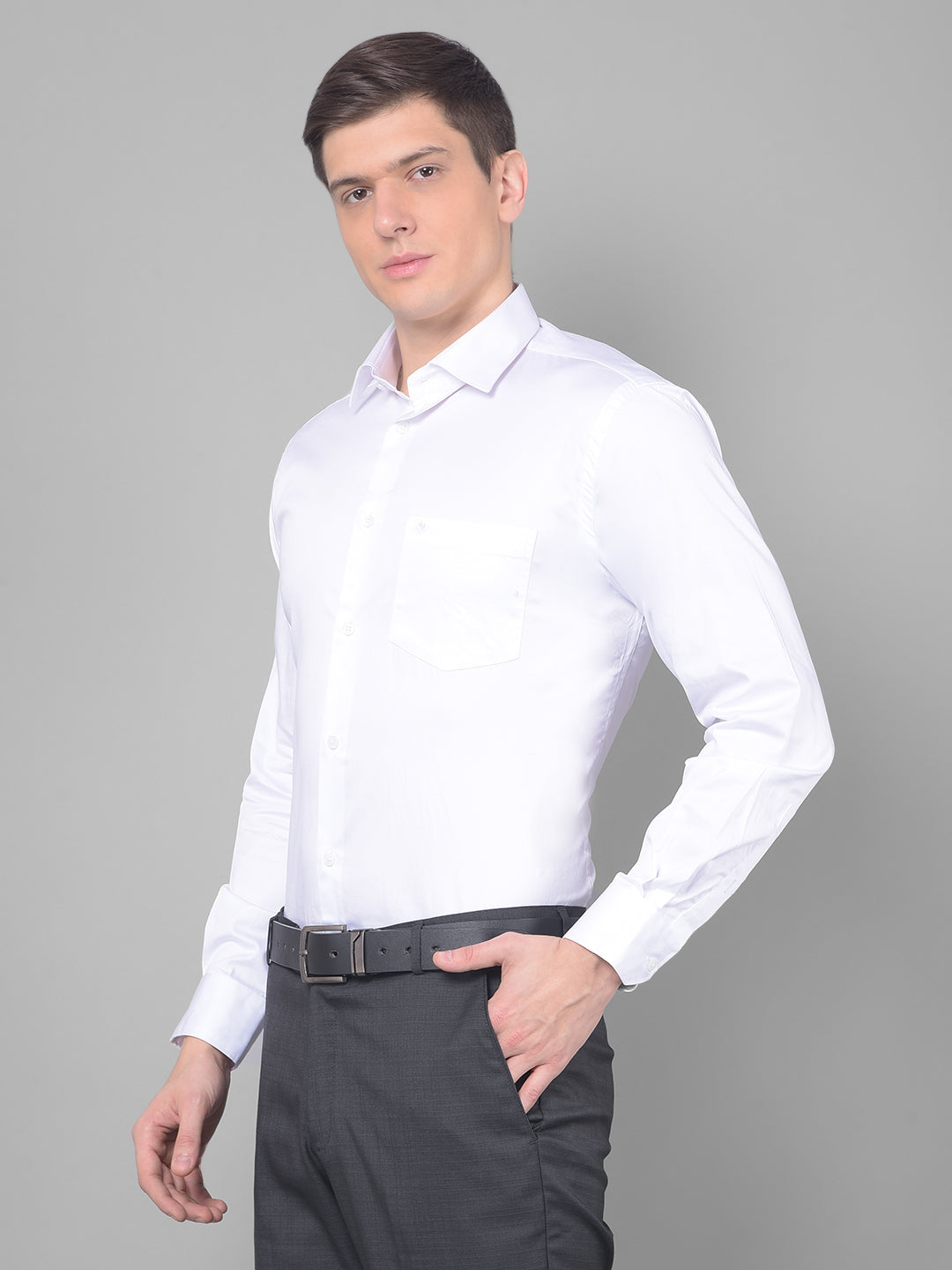 cobb solid white smart fit formal shirt