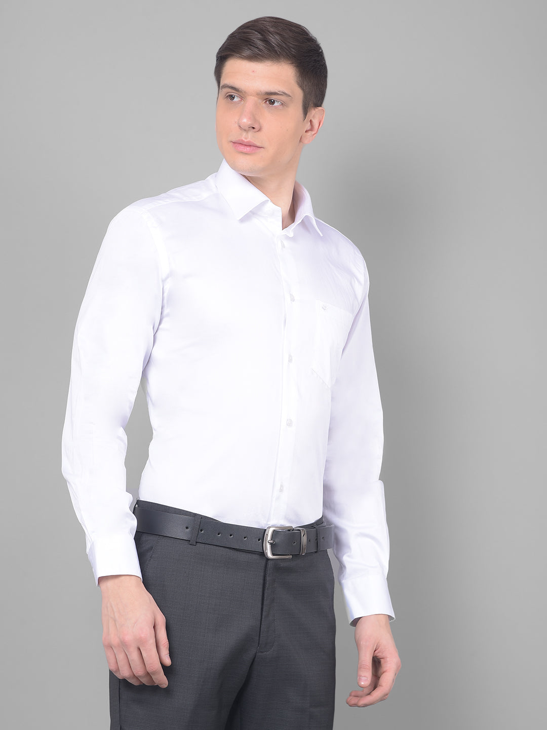 cobb solid white smart fit formal shirt