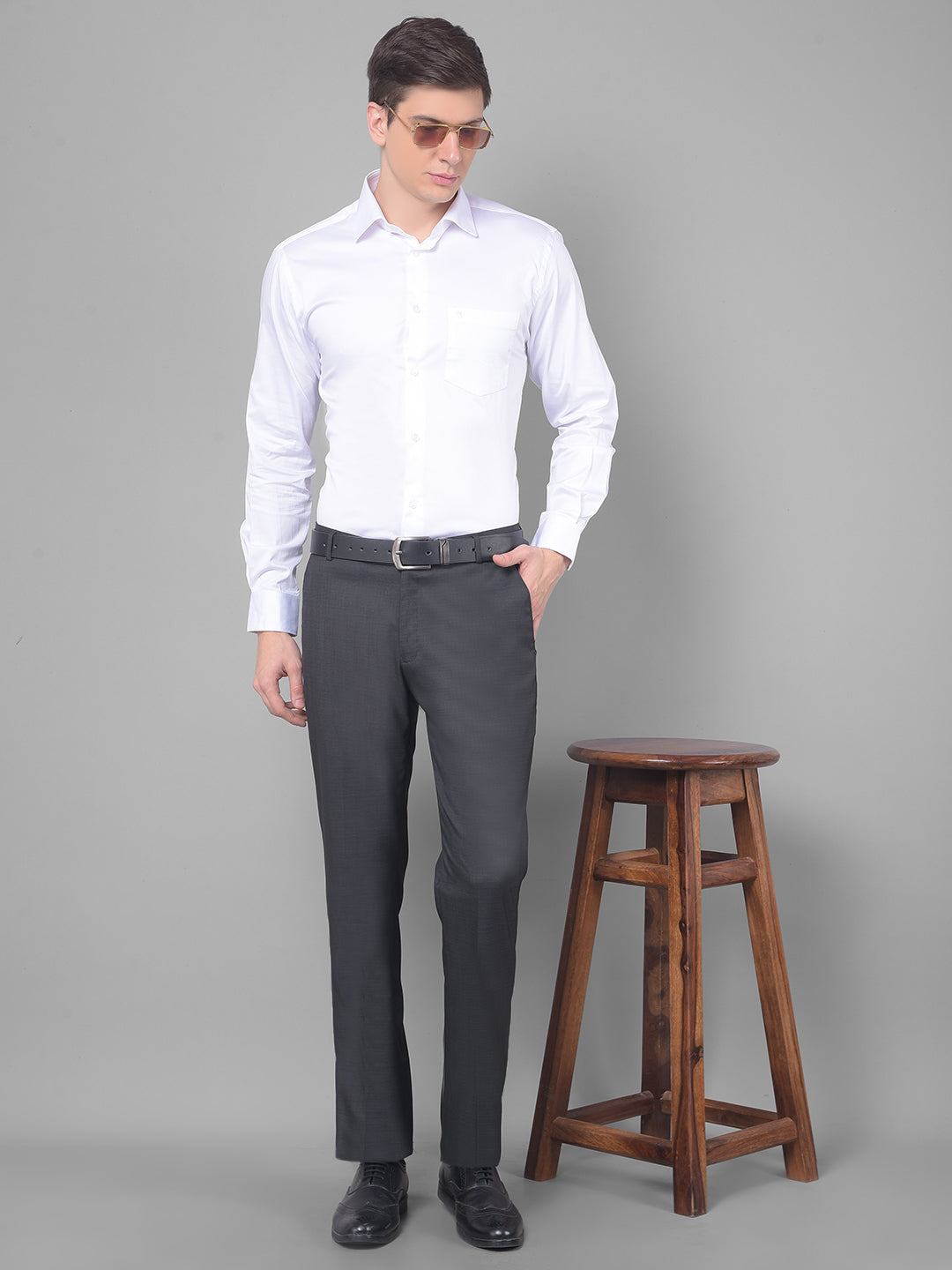 COBB SOLID WHITE SMART FIT FORMAL SHIRT