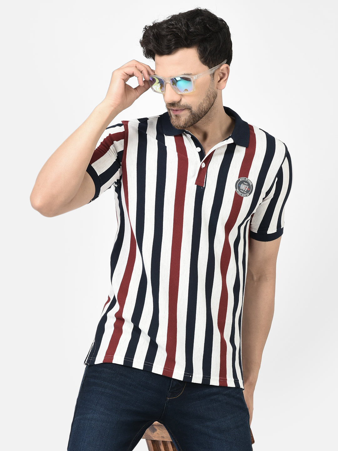 Cobb Multicolor Striped Polo Neck T-Shirt MULTICOLOR