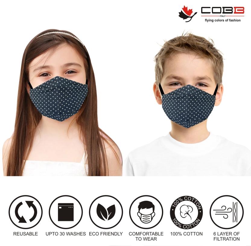Cobb Kids 3 Layer 3D Cotton Mask Pack of 3 (Assorted Design)