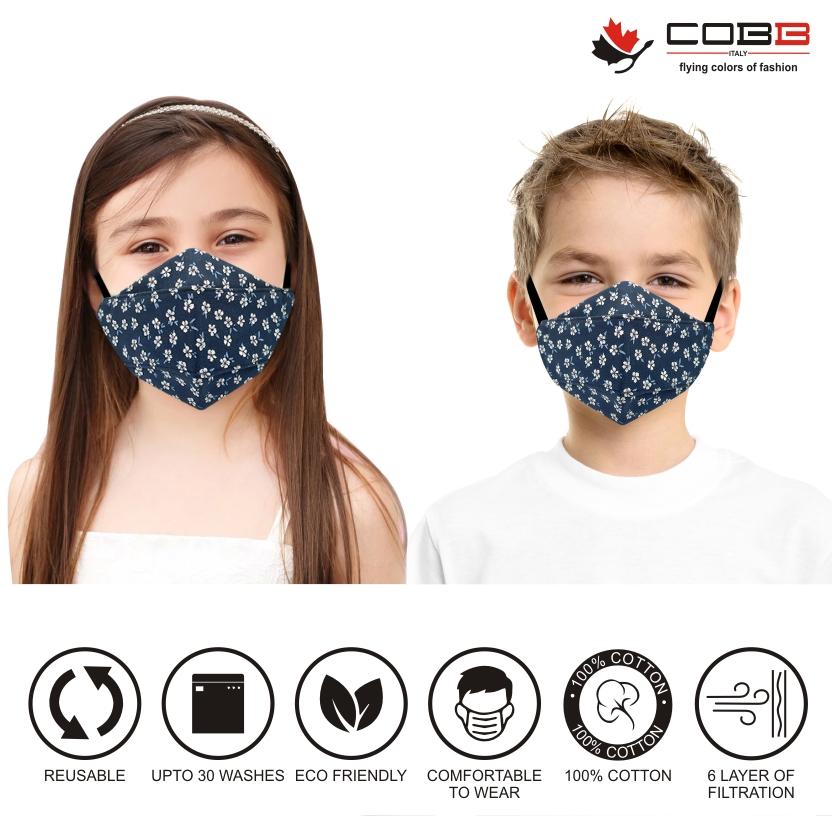 Cobb Kids 3 Layer 3D Cotton Mask Pack of 5 (Assorted Design)